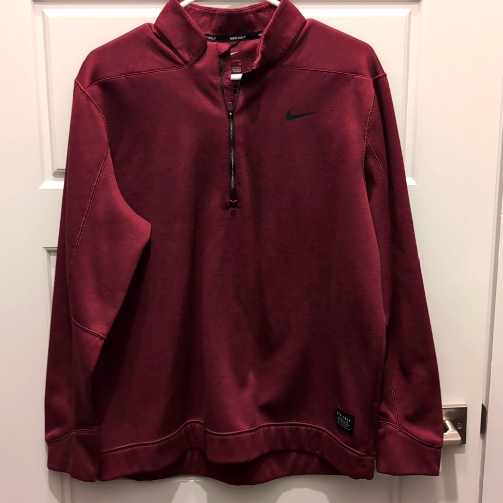 Nike Golf, 1/4 zip crew neck pullover, L, Maroon
